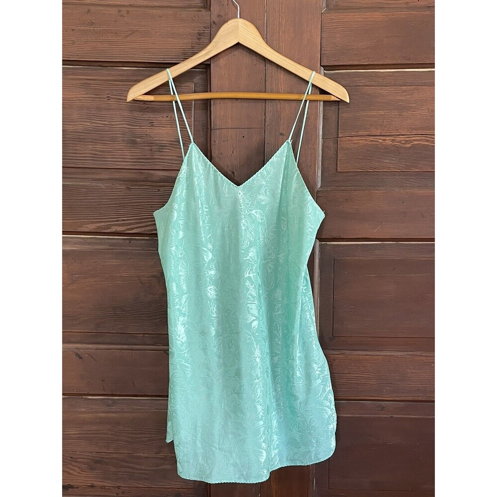 VTG JAYRE California Made In USA mint Green Teal Babydoll Nightgown Sz Large